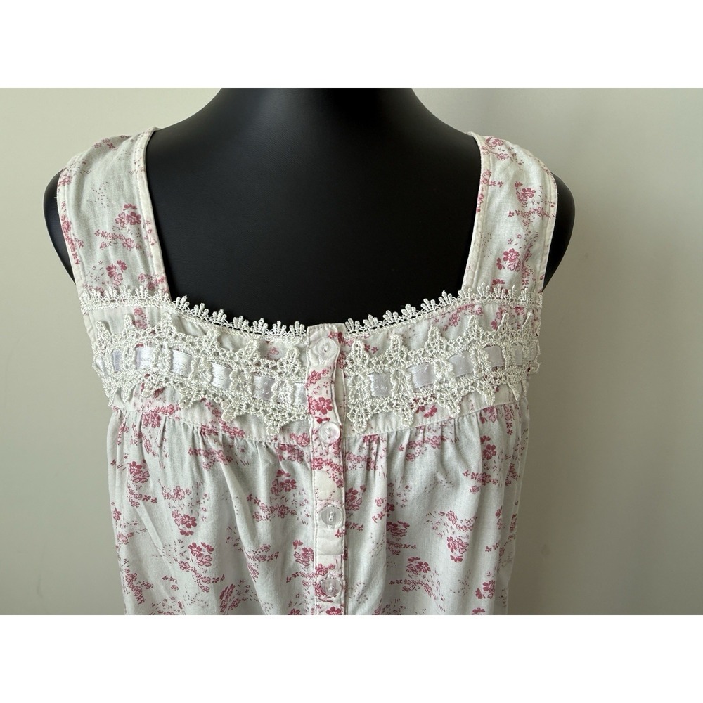Hillary & Hanson Intimates Women's L Gown Lace Detail Pink Floral Dainty EUC - Picture 2 of 11